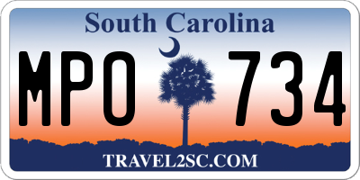 SC license plate MPO734