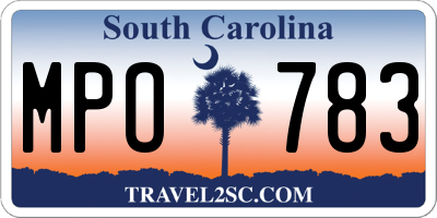 SC license plate MPO783