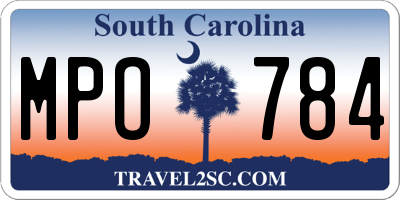 SC license plate MPO784