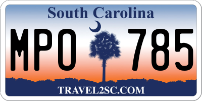 SC license plate MPO785