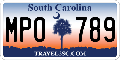 SC license plate MPO789