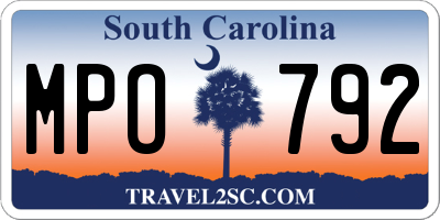 SC license plate MPO792