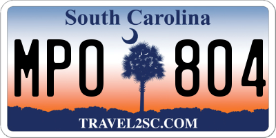 SC license plate MPO804