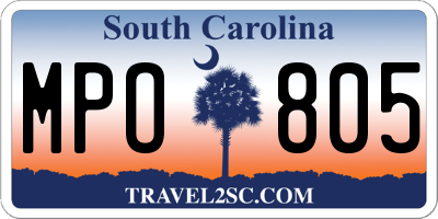 SC license plate MPO805