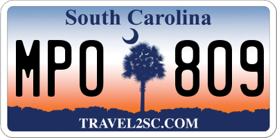SC license plate MPO809