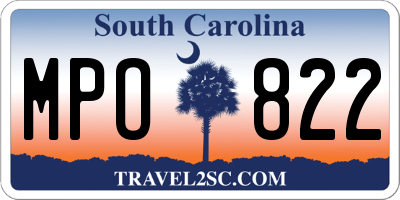 SC license plate MPO822