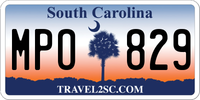 SC license plate MPO829