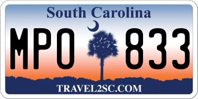 SC license plate MPO833