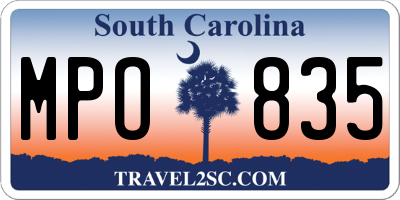 SC license plate MPO835