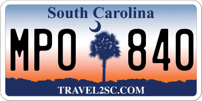 SC license plate MPO840