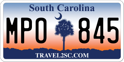 SC license plate MPO845