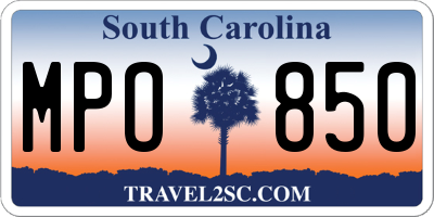 SC license plate MPO850