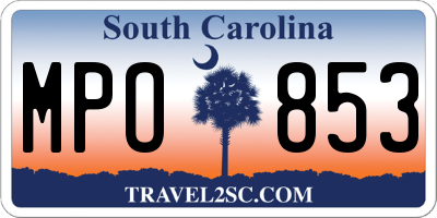 SC license plate MPO853