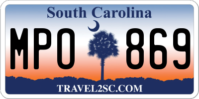 SC license plate MPO869
