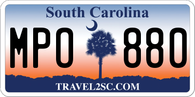 SC license plate MPO880