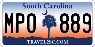 SC license plate MPO889