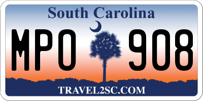 SC license plate MPO908