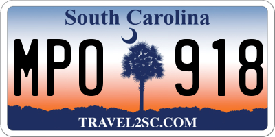 SC license plate MPO918