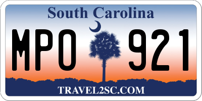 SC license plate MPO921