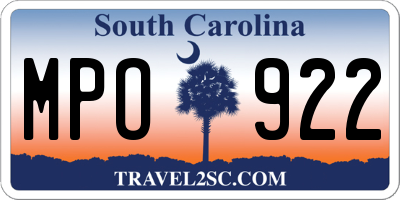 SC license plate MPO922
