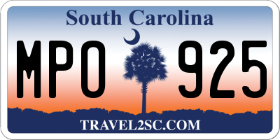 SC license plate MPO925