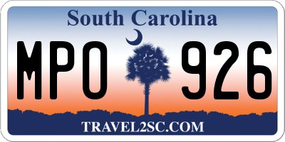 SC license plate MPO926
