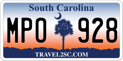 SC license plate MPO928