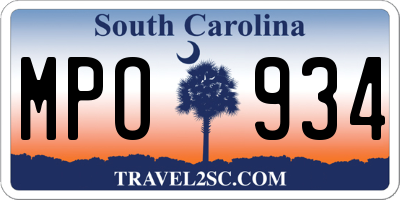 SC license plate MPO934