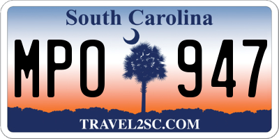SC license plate MPO947