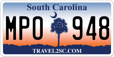 SC license plate MPO948