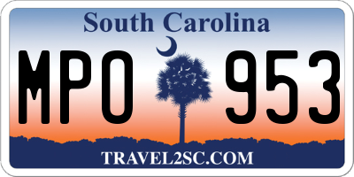 SC license plate MPO953
