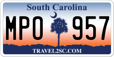 SC license plate MPO957