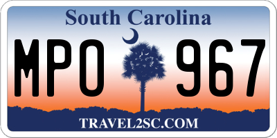 SC license plate MPO967
