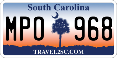 SC license plate MPO968