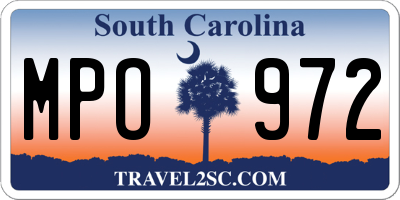 SC license plate MPO972