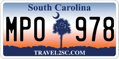 SC license plate MPO978
