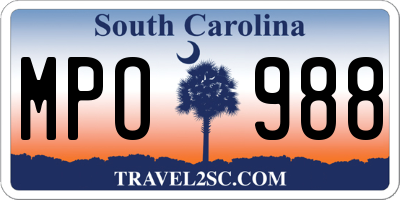 SC license plate MPO988