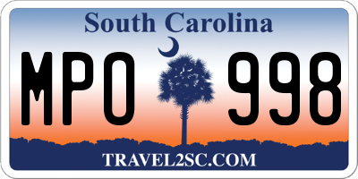 SC license plate MPO998