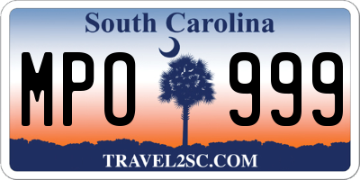 SC license plate MPO999