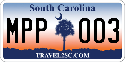 SC license plate MPP003