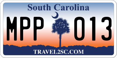 SC license plate MPP013