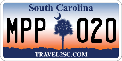 SC license plate MPP020