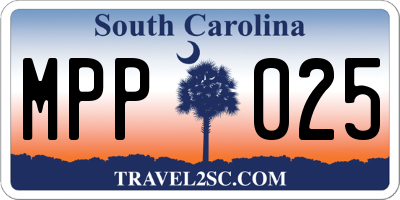 SC license plate MPP025