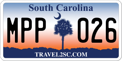 SC license plate MPP026