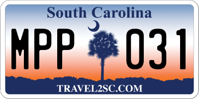 SC license plate MPP031