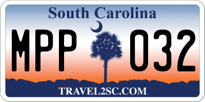 SC license plate MPP032