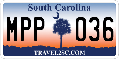 SC license plate MPP036