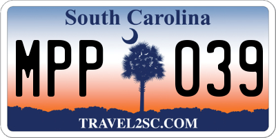 SC license plate MPP039