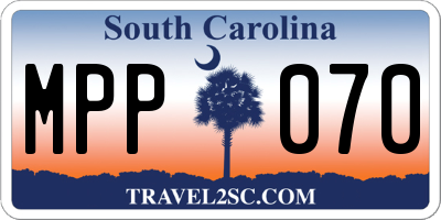 SC license plate MPP070