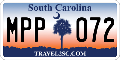 SC license plate MPP072